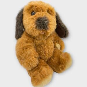 Vintage 1993 Just Friends Fluffy Brown Puppy Dog Plush Big Nose Eyebrows Mouth